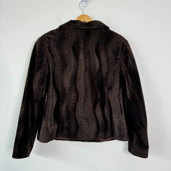 Working Classics Coat Women 16 Brown Black Animal Print Faux Fur Mob Wife 70s - Picture 2 of 8